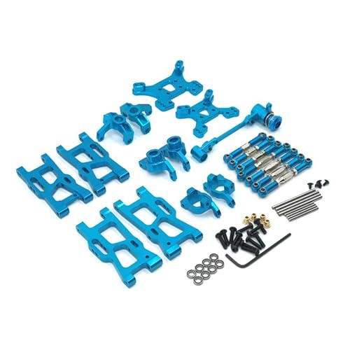 RWEQUTES Metall-Schwenkarm-Lenkblock-Verbindungsstangen-Kit for Wltoys 144001 144002 144010 124016 124019 RC-Auto-Upgrade-Teile(Blauw) von RWEQUTES