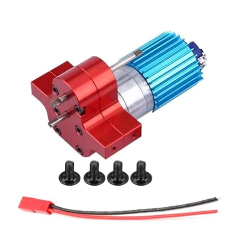 RWEQUTES Metall-Transfergetriebe, 370-Bürstenmotor mit Antriebswelle for WPL C14 C24 B24 B36 MN D90 MN99S RC-Car-Upgrade-Zubehör(Rood) von RWEQUTES