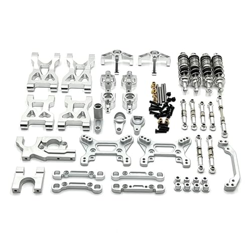 RWEQUTES Metall-Upgrade, Schwinge, Zugstange, Lenkschale, Stoßdämpfer, 13-teiliger Satz, for WLtoys 1/10 104072 RC-Autoteile(Silver) von RWEQUTES