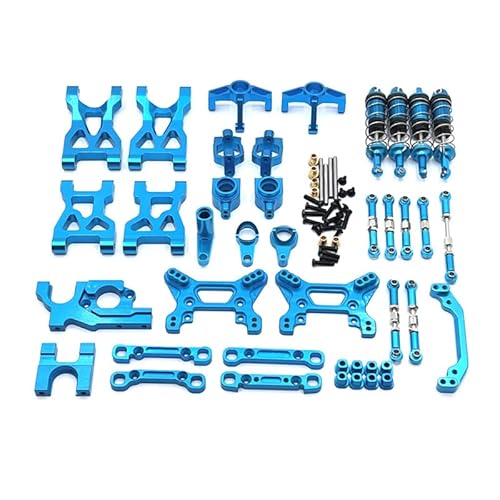 RWEQUTES Metall-Upgrade, Schwinge, Zugstange, Lenkschale, Stoßdämpfer, 13-teiliger Satz, for WLtoys 1/10 104072 RC-Autoteile(Sky Blue) von RWEQUTES