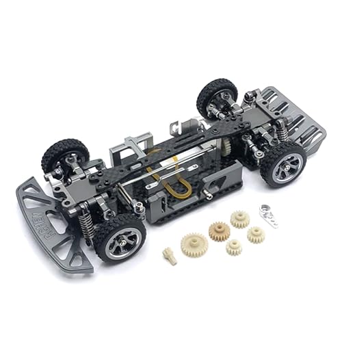 RWEQUTES Metall Upgrade Carbon Faser Boden Platte Rahmen Radstand 98-102mm for WLtoys 284131 K969 K979 K989 K999 P929 p939 RC Auto Teile(Dark Grey) von RWEQUTES