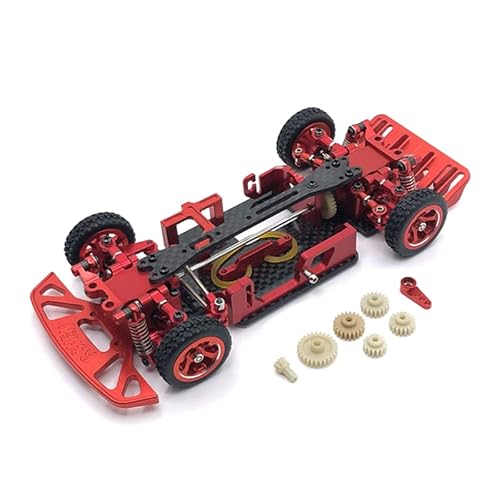 RWEQUTES Metall Upgrade Carbon Faser Boden Platte Rahmen Radstand 98-102mm for WLtoys 284131 K969 K979 K989 K999 P929 p939 RC Auto Teile(Rood) von RWEQUTES