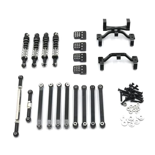 RWEQUTES Metall Upgrade Frühling Stoßdämpfer Spurstange Schock Halterung Hinterachse Servo Halterung for MN 1/12 D90 D91 D96 MN98 99S RC Auto Teile(Zwart) von RWEQUTES