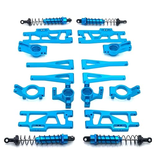 RWEQUTES Metall Upgrade Lenkung Cup Swing Arm Stoßdämpfer 9 Stück Set for WLtoys 104009 12402 12401 12403 12404 12409 RC Auto Teile(Sky Blue) von RWEQUTES