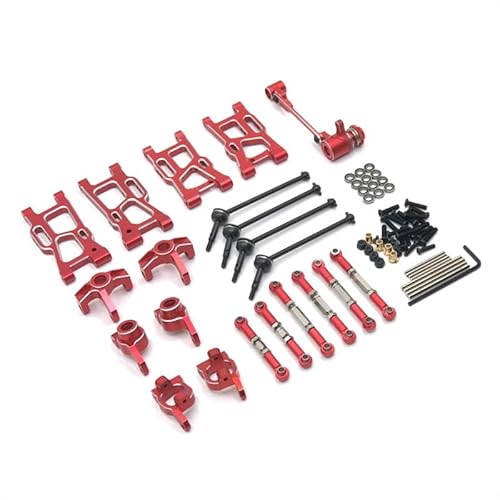 RWEQUTES Metall-Upgrade Schwingarm-Lenkbecher-Lenkgruppe 9-teiliges Set for LC Racing 1/14 LC12B1 EMB-1H-DTH-MTH RC-Autoteile(Rood) von RWEQUTES