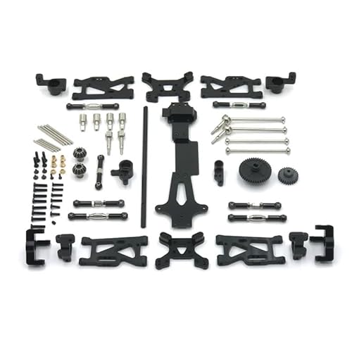 RWEQUTES Metall Upgrade Schwinge Antriebswelle Lenkung Cup 17 Stück Set for WLtoys 1/14 144010 144001 144002 RC Auto Teile(Zwart) von RWEQUTES