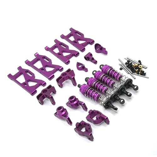 RWEQUTES Metall-Upgrade-Schwingen-Hydraulikstoß-Lenkbecher, 7-teiliges Set for WLtoys 144010 144002 144001 124017 124019 RC-Autoteile(Purple) von RWEQUTES