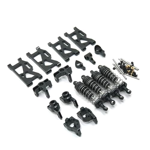 RWEQUTES Metall-Upgrade-Schwingen-Hydraulikstoß-Lenkbecher, 7-teiliges Set for WLtoys 144010 144002 144001 124017 124019 RC-Autoteile(Zwart) von RWEQUTES