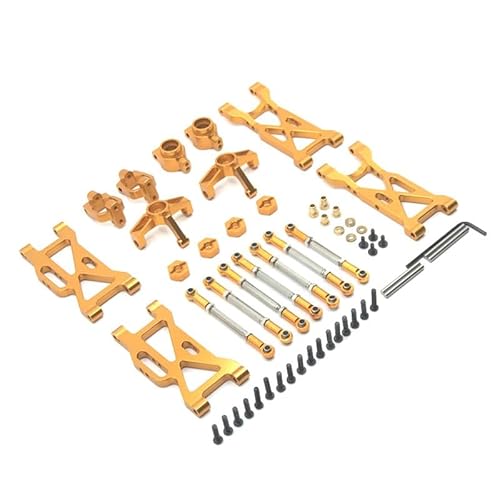 RWEQUTES Metall Upgrade Spurstange Lenkbecher Schwinge 7-teiliges Set for WLtoys 1/10 104001 104002 RC Autoteile(Yellow) von RWEQUTES