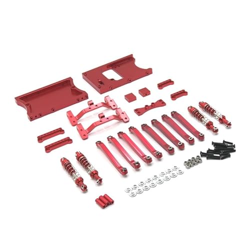 RWEQUTES Metall Upgrade Stoßdämpfer Feste Spurstange Stoßdämpfer Halterung Hinterachse Servo Halterung 6 Stück Set for MN D90 D91 d96 99S RC Auto Teile(Rood) von RWEQUTES