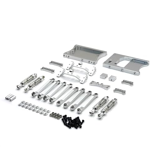 RWEQUTES Metall Upgrade Stoßdämpfer Feste Spurstange Stoßdämpfer Halterung Hinterachse Servo Halterung 6 Stück Set for MN D90 D91 d96 99S RC Auto Teile(Silver) von RWEQUTES