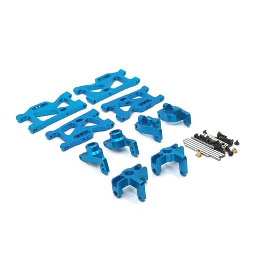 RWEQUTES Metall Upgrade Swing Arm Steering Cup Set von 5 for WLtoys 144010 144001 144002 124016 124017 124018 124019 RC Auto Teile(Blue Five Piece Set) von RWEQUTES