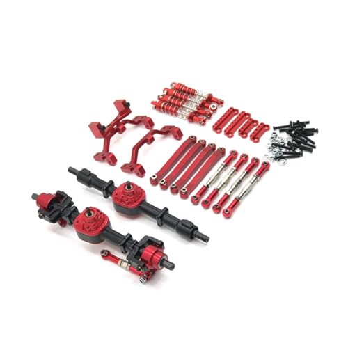 RWEQUTES Metall Upgrade Vorder- und Hinterachse Montage Spurstange Stoßdämpfer Kit for MN 1/12 D90 D91 D96 MN98 99S RC Auto Teile(Burgundy) von RWEQUTES