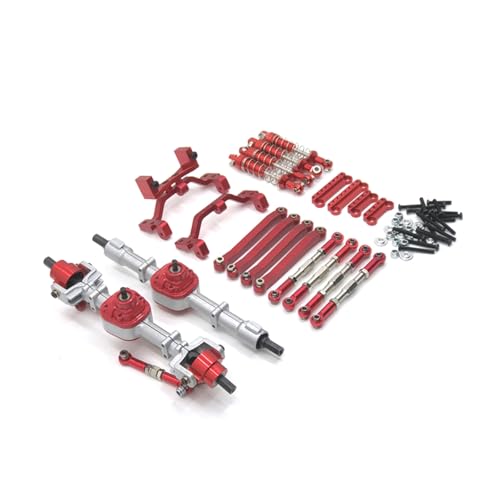 RWEQUTES Metall Upgrade Vorder- und Hinterachse Montage Spurstange Stoßdämpfer Kit for MN 1/12 D90 D91 D96 MN98 99S RC Auto Teile(Rood) von RWEQUTES