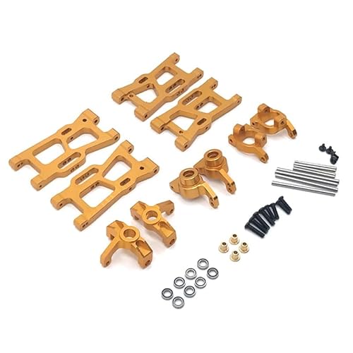 RWEQUTES Metall-Upgrades Schwingarm-Lenkschalenlager 6er-Pack for WLtoys 144010 144001 144002 124016 124017 124019 124018 RC-Autoteile(Yellow) von RWEQUTES