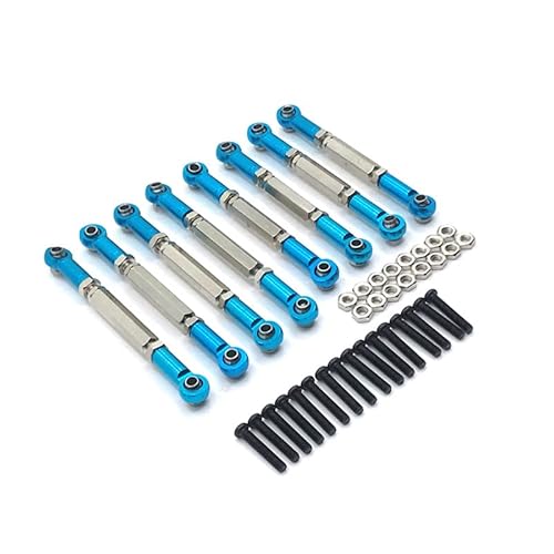 RWEQUTES Metall Zugstange Lenkstange Set Teile for MN D90 D91 D96 D99S MN99S MN90 1/12 WPL C14 C24 1/16 RC Auto Upgrade Zubehör(Blauw) von RWEQUTES