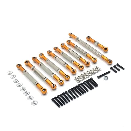 RWEQUTES Metall Zugstange Lenkstange Set Teile for MN D90 D91 D96 D99S MN99S MN90 1/12 WPL C14 C24 1/16 RC Auto Upgrade Zubehör(Gold) von RWEQUTES