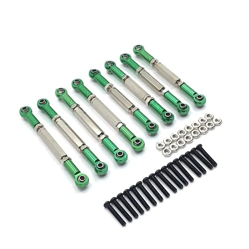 RWEQUTES Metall Zugstange Lenkstange Set Teile for MN D90 D91 D96 D99S MN99S MN90 1/12 WPL C14 C24 1/16 RC Auto Upgrade Zubehör(Green) von RWEQUTES