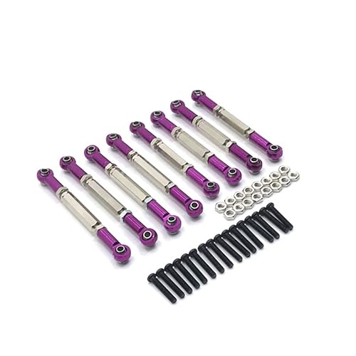 RWEQUTES Metall Zugstange Lenkstange Set Teile for MN D90 D91 D96 D99S MN99S MN90 1/12 WPL C14 C24 1/16 RC Auto Upgrade Zubehör(Purple) von RWEQUTES