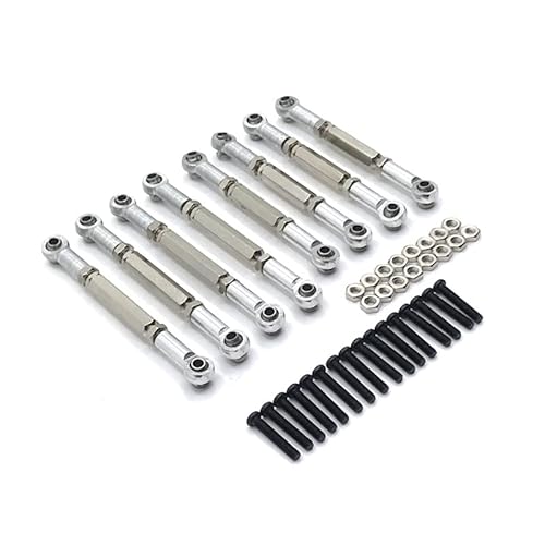 RWEQUTES Metall Zugstange Lenkstange Set Teile for MN D90 D91 D96 D99S MN99S MN90 1/12 WPL C14 C24 1/16 RC Auto Upgrade Zubehör(Silver) von RWEQUTES