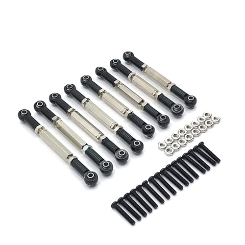 RWEQUTES Metall Zugstange Lenkstange Set Teile for MN D90 D91 D96 D99S MN99S MN90 1/12 WPL C14 C24 1/16 RC Auto Upgrade Zubehör(Zwart) von RWEQUTES