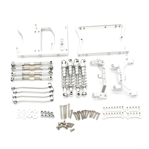 RWEQUTES Metallchassis Zugstangen Servo Feste Halterung Stoßdämpfer for MN D90 D91 MN99S 1/12 RC Auto Upgrade Teile, Silber von RWEQUTES