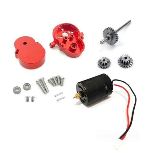 RWEQUTES Metallgetriebe mit 370-Motor und Stahlgetriebe for WPL D12 D42 1/10 RC-Auto-Upgrade-Teile-Zubehör, Rot von RWEQUTES