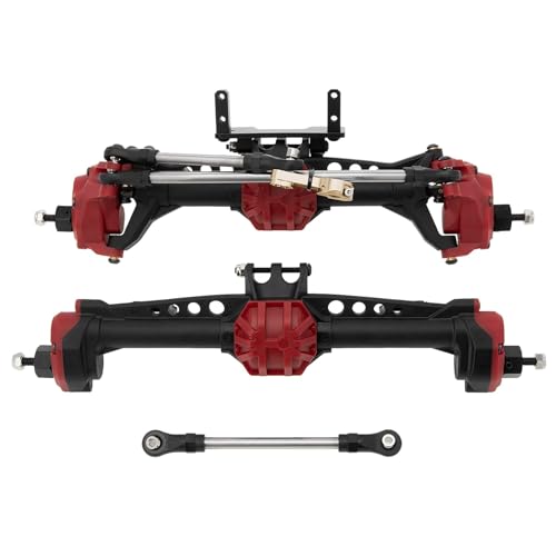 RWEQUTES Nylon-Portalachsen vorne und hinten mit Stahlzahnrädern und Metalllagern for Axial SCX10 SCX10 II 1/10 RC Crawler Car Upgrade Pasrts(Red and Black) von RWEQUTES