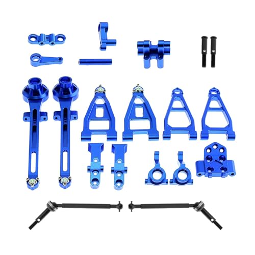 RWEQUTES RC-Auto-Upgrade-Teile, langlebige Lenkungssätze und CVD-Teile aus Aluminiumlegierung, DIY-Zubehör for 58719 1:10 2WD RC Hobby Car Crawler(Blauw) von RWEQUTES