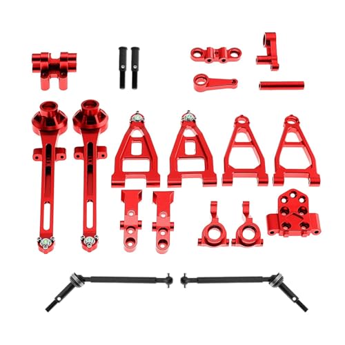 RWEQUTES RC-Auto-Upgrade-Teile, langlebige Lenkungssätze und CVD-Teile aus Aluminiumlegierung, DIY-Zubehör for 58719 1:10 2WD RC Hobby Car Crawler(Rood) von RWEQUTES