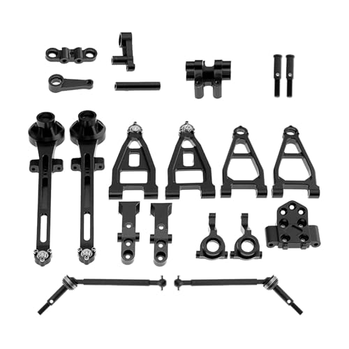 RWEQUTES RC-Auto-Upgrade-Teile, langlebige Lenkungssätze und CVD-Teile aus Aluminiumlegierung, DIY-Zubehör for 58719 1:10 2WD RC Hobby Car Crawler(Zwart) von RWEQUTES