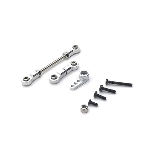 RWEQUTES Upgrade Front Steering Link 28T Servo Arm for WLtoys 1/28 284131 K969 K989 K979 K999 P929 P939 RC01 Mini-Q Mini-Z RC Auto Teile(Silver) von RWEQUTES