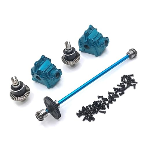 RWEQUTES Upgrade Metall Mitte Antriebswelle Montage Getriebe Differential Kit for WLtoys 1/14 144010 144001 144002 RC Auto Teile(Sky Blue) von RWEQUTES