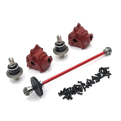 RWEQUTES Upgrade Metall-Mittelantriebswellenbaugruppe Getriebedifferentialsatz for Wltoys 144010 144001 144002 Teile(Rood) von RWEQUTES