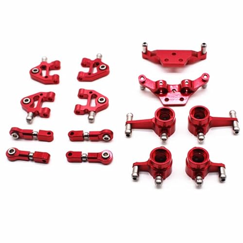 RWEQUTES Verbesserter Lenkbecher-Kipphebel-Stoßdämpferplattensatz aus Metall for Wltoys P929 P939 K969 K979 K989 K999 1/28 RC-Auto(Rood) von RWEQUTES