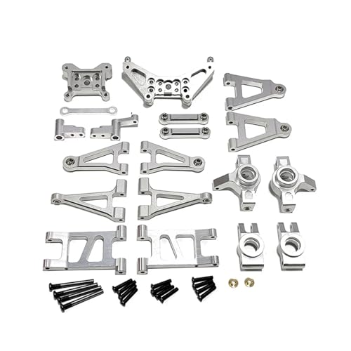 RWEQUTES for MJX 14301 14302 Hyper Go 1/14 RC Auto Metall Seering Montage Lenkung Block Hinterradnaben etc. Anzug Upgrades Teile Zubehör(Silver) von RWEQUTES