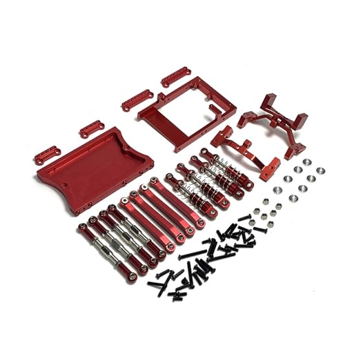 RWEQUTES for MN D90 MN98 MN99S Metall Chassis Link Stange Servo Halterung Stoßdämpfer Strahl Set 1/12 RC Auto Upgrade Teile(Rood) von RWEQUTES