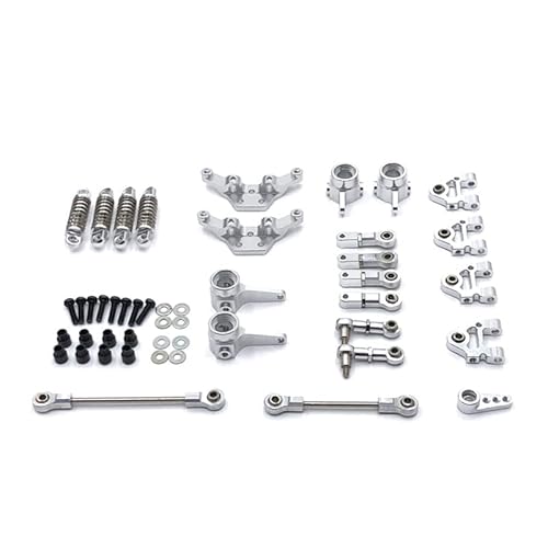 RWEQUTES for WLtoys 1/28 284131 K969 K979 K989 K999 P929 P939 RC Auto Metallteile, 9 Sätze Verschleißteile aufrüsten und modifizieren(Silver) von RWEQUTES