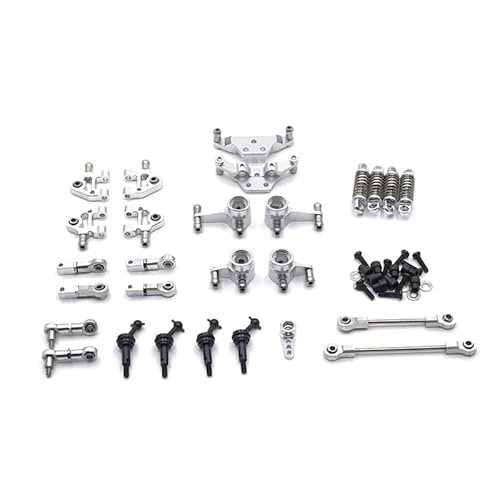 RWEQUTES for WLtoys 1/28 284131 K969 K979 K989 P929 P939 RC Auto Upgrade Metallteile, einschließlich Stoßdämpfer, Zugstange usw. 10-teiliges Set(Silver) von RWEQUTES