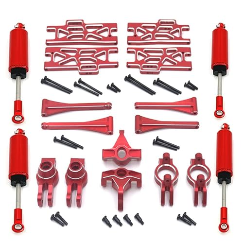 RWEQUTES for WLtoys 104016 104018 104009 12402 12409 ferngesteuertes Auto, Metall-Upgrade, Kit, hydraulischer Stoßdämpfer(Rood) von RWEQUTES