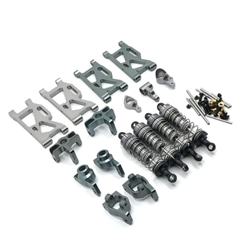 RWEQUTES for WLtoys 144001 124019 Metall-Upgrade-Teile, Schwinge, vordere und hintere Schale, Schwungarm-Stoßdämpfer, Lenkschale, Lenkbaugruppe(Titanium) von RWEQUTES