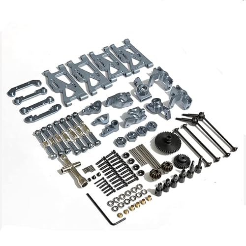 RWEQUTES for WLtoys 144001 144002 124016 124017 124018 124019 RC Auto Metallteile Vordere und hintere Arme 1250, Koaxialkomponente 1315 Kit(Grey) von RWEQUTES