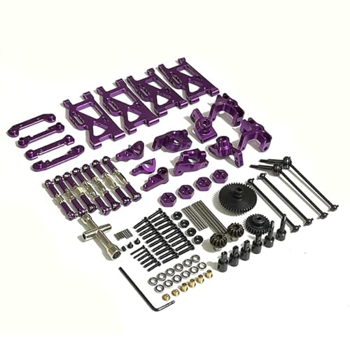 RWEQUTES for WLtoys 144001 144002 124016 124017 124018 124019 RC Auto Metallteile Vordere und hintere Arme 1250, Koaxialkomponente 1315 Kit(Purple) von RWEQUTES