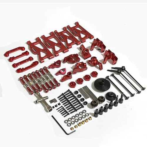 RWEQUTES for WLtoys 144001 144002 124016 124017 124018 124019 RC Auto Metallteile Vordere und hintere Arme 1250, Koaxialkomponente 1315 Kit(Rood) von RWEQUTES