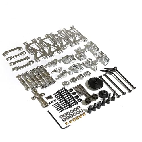 RWEQUTES for WLtoys 144001 144002 124016 124017 124018 124019 RC Auto Metallteile Vordere und hintere Arme 1250, Koaxialkomponente 1315 Kit(Silver) von RWEQUTES