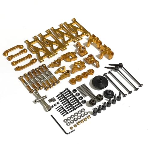 RWEQUTES for WLtoys 144001 144002 124016 124017 124018 124019 RC Auto Metallteile Vordere und hintere Arme 1250, Koaxialkomponente 1315 Kit(Yellow) von RWEQUTES