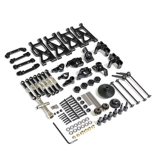 RWEQUTES for WLtoys 144001 144002 124016 124017 124018 124019 RC Auto Metallteile Vordere und hintere Arme 1250, Koaxialkomponente 1315 Kit(Zwart) von RWEQUTES