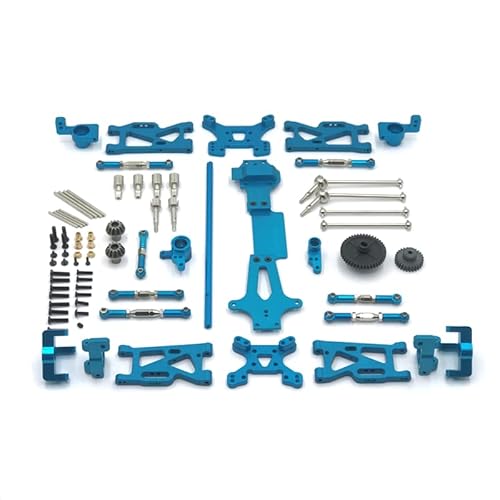 RWEQUTES for WLtoys 144001 144010 144002 RC Auto Metall Modifikation Zubehör, Upgrade CVD, Schwinge, Zweite Etage Modifikation Teile(Blauw) von RWEQUTES