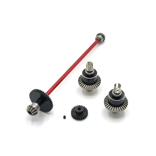 RWEQUTES for WLtoys 144010 144002 144001 RC Auto Metall Upgrade Teile Differential, Getriebe, Antriebswelle, Getriebe Montage Änderung Teile(Rood) von RWEQUTES