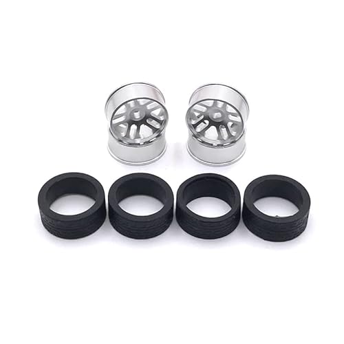 RWEQUTES for WLtoys 284131 K989 K969 iw04m Mini-Q Mini-Z RC Auto, Metall Upgrade Teile Drift Rad & Weiche Reifen Haut Set, modifizierte Teile(Silver) von RWEQUTES